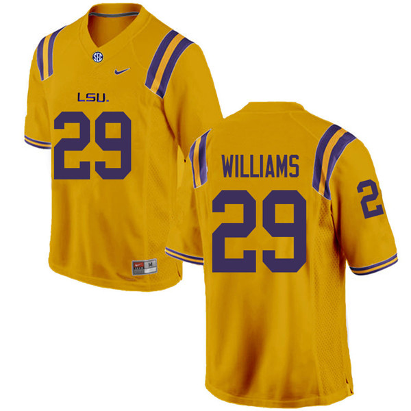 Men #29 Greedy Williams LSU Tigers College Football Jerseys Sale-Gold - Click Image to Close